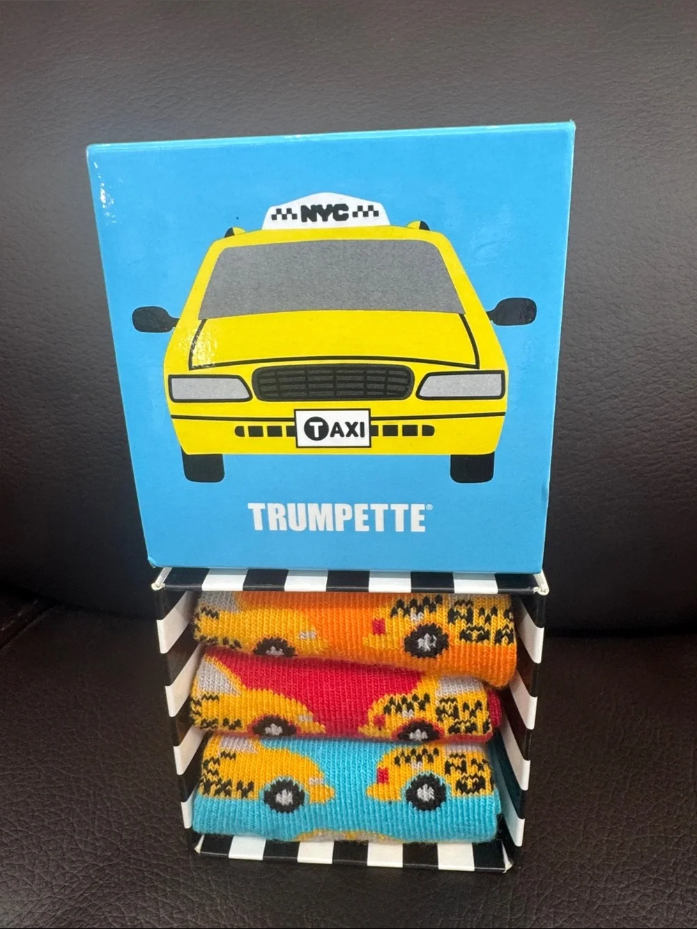 Trumpette Kids Taxi Crew Socks - Yellow, Blue, Orange Multi-Pack (0-12 mos)